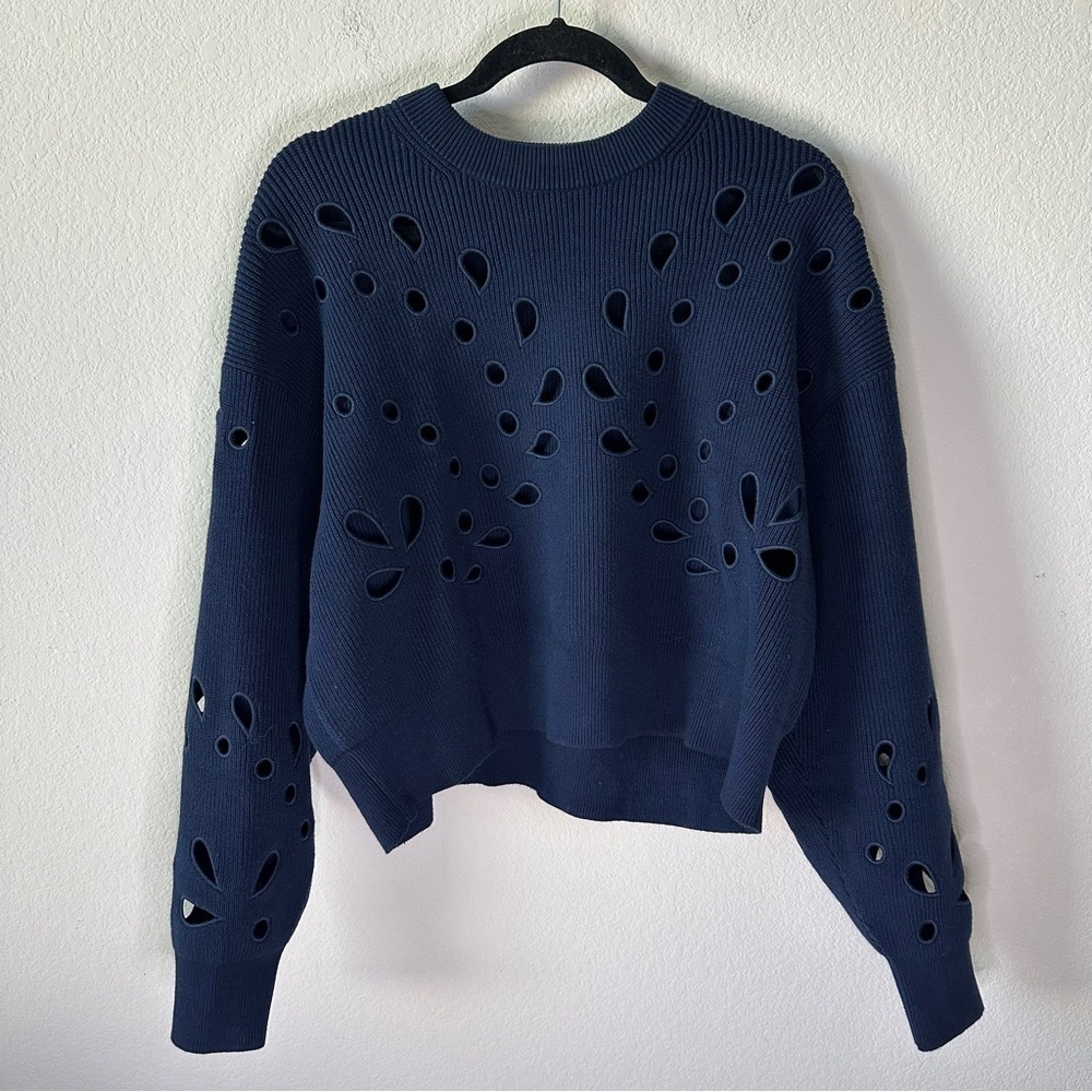 ULLA JOHNSON Vanessa Pullover Blue Embroidered Knit
Sweater SZ M - Picture 2 of 8